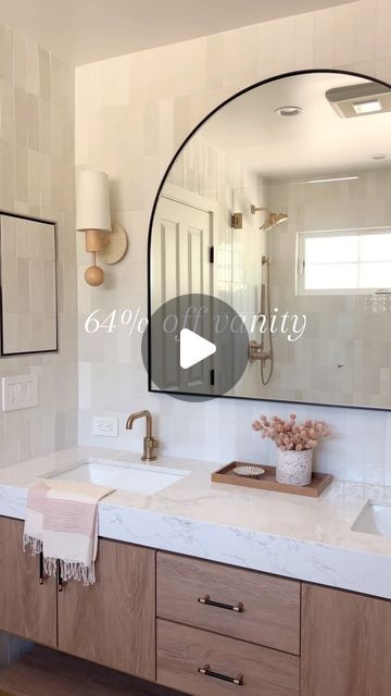 Lisa Kanegae on Instagram: "💫 Comment VANITY and I’ll send the link for this video to your DM. Must be following me or the automation gets blocked.

This vanity is the lowest price I’ve seen on this. Can’t believe it’s 64% off this weekend. our client saved thousands of dollars using this Vanity versus a custom wants since it already comes with the countertop. The thick countertop makes it feel so much more high-end.  We also changed out the hardware to elevate the look. Linked it all here

#BathroomDesign #BathroomDecor #Bathroom" Thick Countertop, Lowest Price, This Weekend, Bathroom Design, Countertops, Bathroom Decor, Vanity, Instagram, Dressing Table