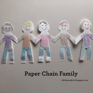 I Did It - You Do It: Paper Chain Family Paper Family Chain, Paper Dolls Chain, Paper Chain Template, Shabbat Crafts, Tool Crafts, Paper Doll Chain, Ivan Cruz, Paper Chain, Bible Crafts For Kids