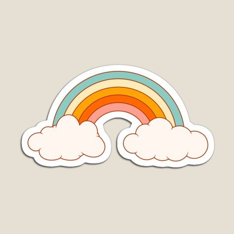 Groovy rainbow with clouds • Millions of unique designs by independent artists. Find your thing. Rainbow With Clouds, Groovy Rainbow, Rainbow Magnet, Cloud Stickers, Cloud City, Retro Rainbow, Rainbow Stickers, Highlight Covers, Rainbow Design