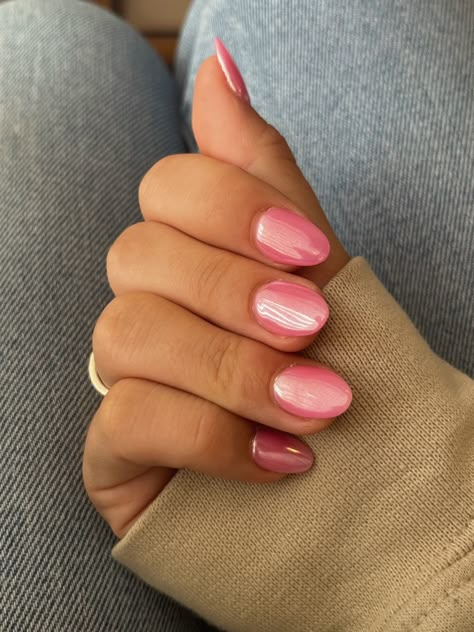 Pink Chrome Nails, Manicure Nails, Cat Eye Nails, Nail Jewelry, Nagel Inspo, Short Acrylic Nails Designs, Pink Nail, Dipped Nails, Fire Nails