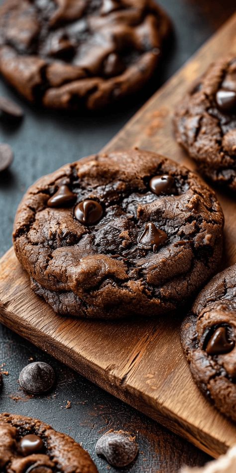 Double Chocolate Chip Cookies [30 Minutes] - Chasety Double Chocolate Desserts, Chocolate Cookie Photography, Chocolate Dessert Photography, Chocolate Chip Cookie Food Photography, Double Chocolate Cookies Chewy, Crumbl Cookie Chocolate, Photographing Cookies, Cookie Photography Styling, Dessert Photography Styling