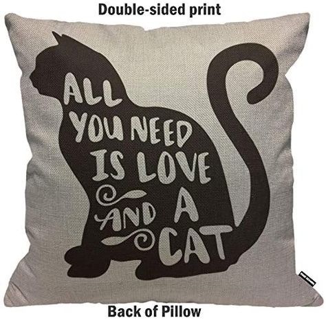 HGOD DESIGNS Black Cat Cushion Cover,All You Need is Love and A Cat Throw Pillow Case Home Decorative for Men/Women Living Room Bedroom Sofa Chair 18X18 Inch Pillowcase 45X45cm : Amazon.co.uk: Home & Kitchen Cat Lover Quote, Fabric Envelope, Cat Throw Pillow, Cat Cushion, Cat Fashion, Pillow Quotes, Linen Throw Pillow, Cat Stuff, Linen Pillow Cases