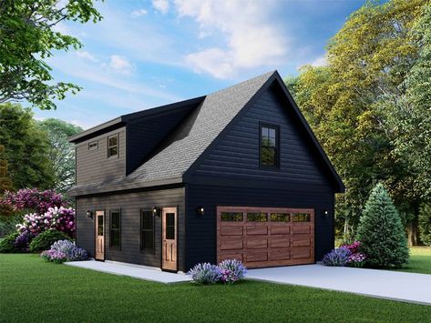 Garage with Flex Space, 062G-0371 Rustic Garage, Garage Shop Plans, Garage Plans With Loft, Office Workout, Garage Designs, Farmhouse Garage, Backyard Garage, Garage Guest House, Loft Plan