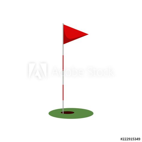 Stock Image: Golf flag on the grass with hole isolated on white background, flat element for golfing, golf equipment - vector illustration Golf Vector, Golf Flags, Golf Flag, The Grass, Golf Equipment, Pattern Art, White Background, Stock Vector, Vector Illustration