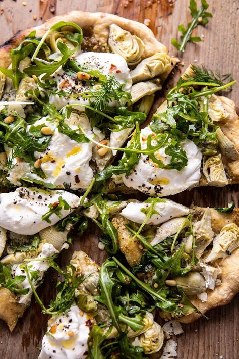 Nine Favorite Things | halfbakedharvest.com Pesto And Burrata, Artichoke Pesto, Burrata Pizza, Pizza Healthy, God Mat, A Pizza, Homemade Pizza, Arugula, Pizza Recipes