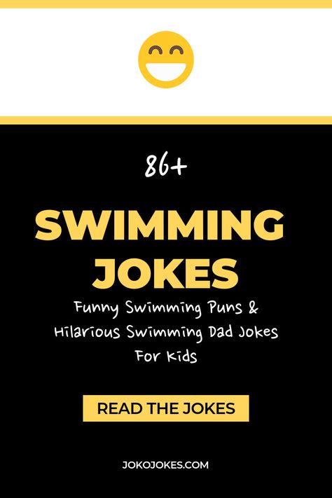 Here are the 86 funny swimming jokes. These swimming jokes swimmer problems, swimming jokes humor, swimming jokes for kids, swimming jokes funny hilarious, swimming pool jokes will make you laugh out loud with kids and adults. Cute swimming one liners and quotes to tell your friends for a funny humor night. Swimming Jokes Funny, Pool Jokes, Swimming Puns, Pool Puns, Swimming Quotes Funny, Teach Kids To Swim, Swimming Jokes, Swimming Funny, Swimmer Problems