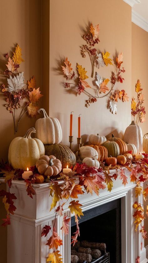 Cozy Fall Decor Ideas: Get ready to snuggle up with these 20 autumn-inspired decorating tips, from rustic porch decorations to warm centerpiece ideas. Create a welcoming atmosphere in your home this season! Check it out and start decorating! Autumn Room, Rustic Thanksgiving, Porch Decorations, Fall Mantle, Rustic Porch, Cozy Fall Decor, Fall Thanksgiving Decor, Autumn Decorating, Spruce Up Your Home