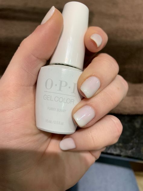 Great milky white nails - Funny Bunny by OPI Milky White Nails Gel Polish, Milky White Nail Color Opi, Milky White Opi Gel, Milky Nails Gel Polish, How To Get Milky White Nails, Milky White Nails Opi Gel, Milky Colored Nails, Milky White Opi Colors, Milky Nails Opi