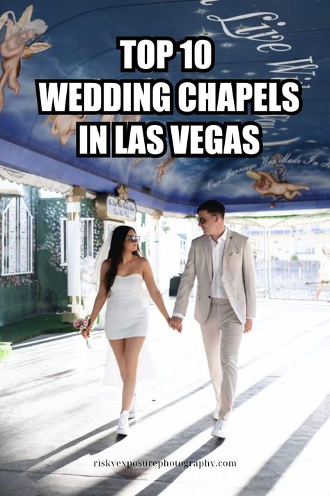 Discover the top 10 wedding chapels in Las Vegas for your elopement or wedding ceremony! This blog goes over the best venues along with important details about outside photography! If your Las Vegas elopement photos are top priority, then make sure to check out my recommended venues on the blog and book me as your Las Vegas elopement photographer at riskyexposurephotography.com! Vintage Vegas Wedding Aesthetic, Vegas Wedding Outfit, Las Vegas Wedding Aesthetic, Las Vegas Elopement Photography, Las Vegas Elopement Ideas, Las Vegas Vow Renewal, Vegas Chapel Wedding, Las Vegas Wedding Ideas, Las Vegas Chapel