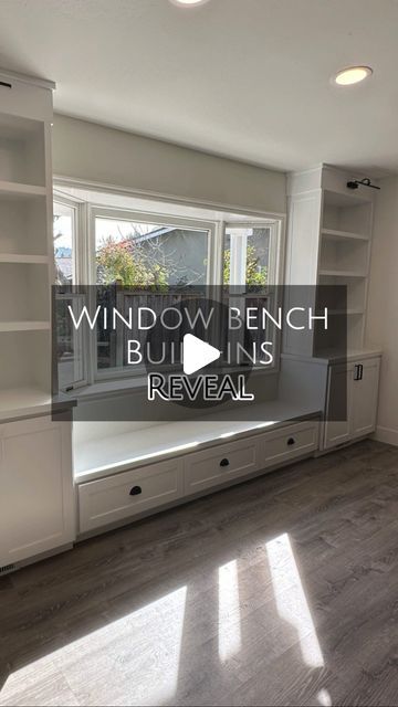 Natalie Park | DIY, Builds & Design on Instagram: "✨ WINDOW BENCH BUILT-IN REVEAL! ✨ These built-ins are officially DONE! 🎉 I could not be happier with how they turned out and am so proud of this one! 🥰 I don’t know how I banged out the installation in 5 days, but I did it and worked my butt off. From start to finish, it took me exactly 5 weeks to get them cut, built, and fully installed. Having these built-ins framing this bay window instantly made the entire room feel cozy and homey. Not to mention the incredible sunlight that comes in! ☀️ My friends are absolutely in love with them which makes me so happy and all the hard work worth it 💓 What do YOU think of these built-ins?! 😍 If you need to catch up, I have the entire process of these window bench built-ins project saved to my hig Bay Window Playroom, Bay Window Built In, Diy Built Ins Around Window, Bay Window Bench Diy, Window Built Ins With Bench, Bay Window Ideas Living Room, Modern Bay Window Ideas, Diy Bay Window Bench, Window Bench Ideas