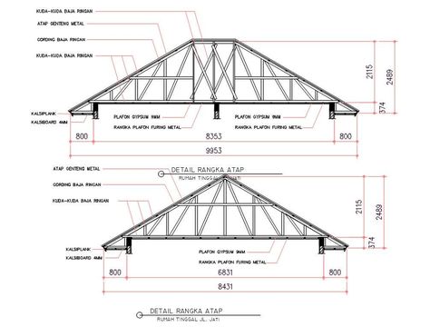 Truss Roof Section Drawing DWG File; download free DWG file wooden truss roof section drawing with dimension and description details. Atap Limas, Sustainable Architecture Diagram, Truss Detail, Section Drawing Architecture, Roof Section, Floor Plan Symbols, Pyramid Roof, Section Design, Frames Design Graphic