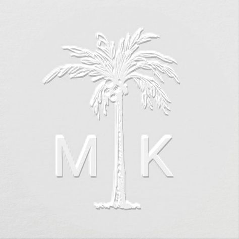 Personalized Tropical Palm Tree Monogram Embosser Tree Monogram, Logo Design Branding Simple, Frosted Wedding Cups, Palm Tree Logo, Monogram Ideas, Tree Logos, Wedding Cups, Letterpress Wedding, Purple Cat