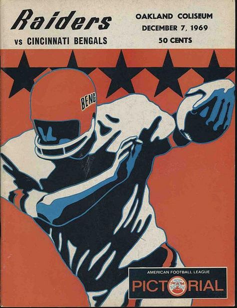 Vintage Buffalo Bills, Afl Football, Cincinnati Bengals Football, Oakland Raiders Football, American Football League, Flat Art, Bengals Football, Baseball Pictures, Raiders Football