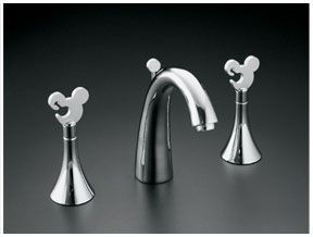 The  Disney Home Store  has a cool selection of kitchen and bathroom faucets, sinks and accessories, and if I had the budget, I would re-do ... Mickey Bathroom, Mickey Mouse Bathroom, Disney House Ideas, Disney Bathroom, Casa Disney, Mickey Mouse House, Mickey Kitchen, Mickey Mouse Kitchen, Deco Disney