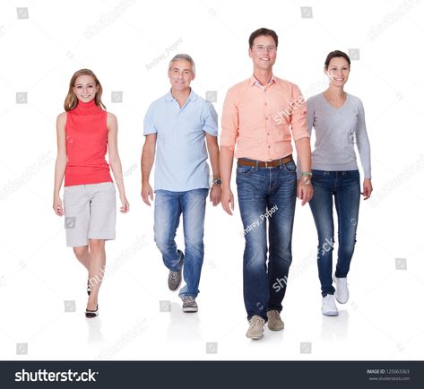 Walking Towards Camera, Camera Reference, People Group, Group Of Four, Walking People, Four People, People Walking, Industrial Photography, White Stock