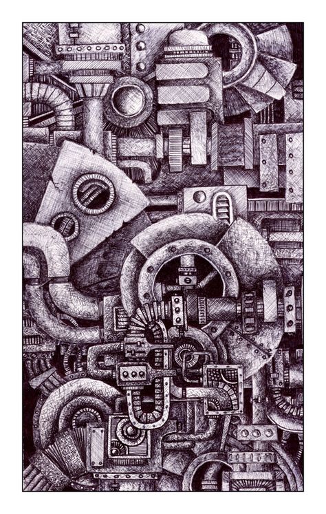 Mechanication by Itsuo on DeviantArt Mechanical Illustration, Mechanics Art, Mechanics Drawing, Gear Tattoo, Mechanical Drawing, Steampunk Illustration, Technical Illustration, Mechanical Art, Paper Collage Art