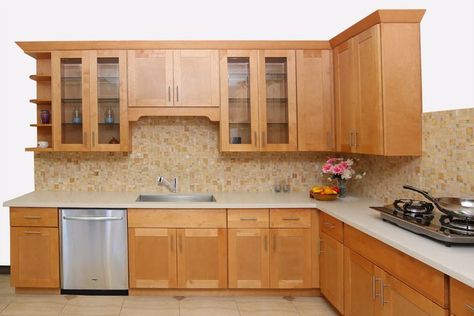 Kitchen with floating shelves