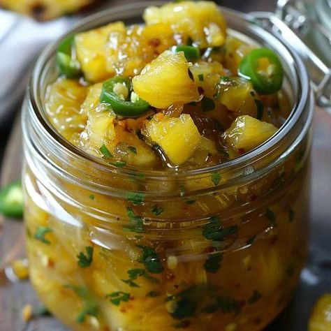 Spicy Pineapple Jalapeño Chutney Recipe Ideas Pineapple Relish Recipe, Jalapeno Chutney, Optimal Recipes, Pineapple Chutney, Spicy Pineapple, Chilli Jam, Chutney Recipe, Fresh Pineapple, Pickled Veggies