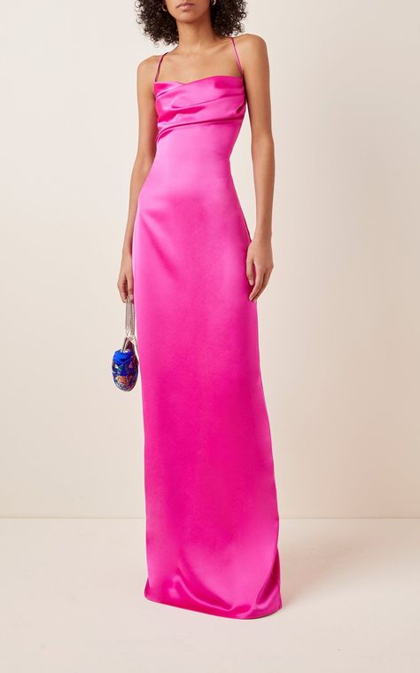 Click product to zoom Hot Pink Satin Dress, Expensive Outfits, Cute Prom Dresses, Pretty Prom Dresses, Satin Gown, Dress Inspiration, Formal Dresses Prom, Guest Outfit, Long Dresses