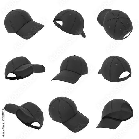 Hat Angles Reference, Baseball Cap Illustration, Baseball Cap Reference, Cap Drawing Reference, Cap Front View, Cap Reference, Backwards Hat, Cap Drawing, Clothes Tips