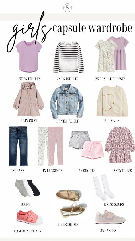 Girls Capsule Wardrobe for Spring: Key Staples for toddlers, tweens and teens Kids Winter Capsule Wardrobe, Back To School Capsule Wardrobe Kids, Teen Girl Capsule Wardrobe, Toddler Capsule Wardrobe Girl, Minimalist Kids Wardrobe, Boys Capsule Wardrobe, Teen Capsule Wardrobe, Girls Capsule Wardrobe, Toddler Capsule Wardrobe