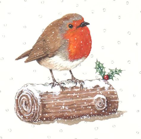 Christmas Robins, Robin Painting, Christmas Robin, Mince Pie, Illustration Noel, Christmas Card Art, Yule Log, Watercolor Christmas Cards, Christmas Bird