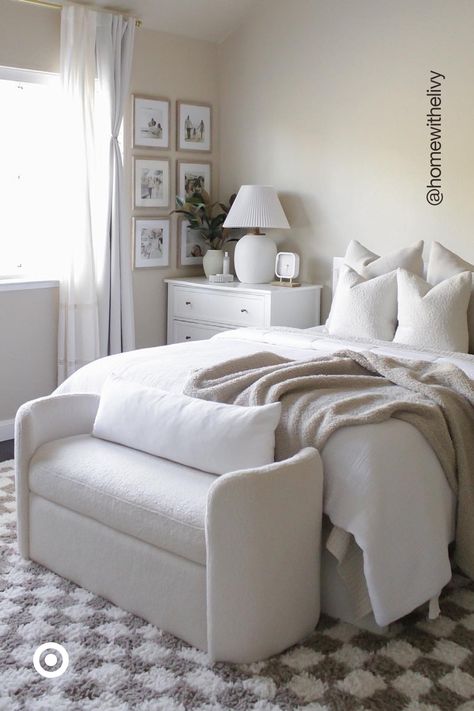 Create a serene sleep sanctuary with cotton bedding & comforter sets. Light & airy, textured fabric elevates the look, with a variety of summery hues to choose from. Redecorate Bedroom, Apartment Decor Inspiration, Studio Mcgee, Dream Room Inspiration, Room Makeover Bedroom, Room Makeover Inspiration, Apartment Inspiration, Velvet Upholstery, Room Inspiration Bedroom