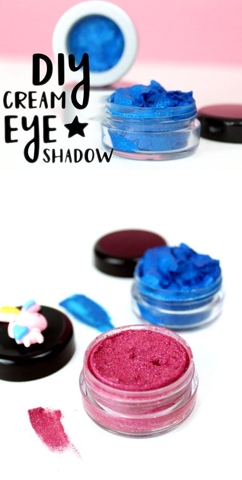 Love makeup? Check out these DIY cream eyeshadows! They're super pigmented, contain ecofriendly glitter & are perfect for rocking your look this Halloween! Eyeshadow Recipe, Diy Makeup Recipe, Diy Eyeshadow, Make Up Diy, Makeup Crafts, Cream Eye Shadow, Makeup Recipes, Homemade Makeup, Diy Cream