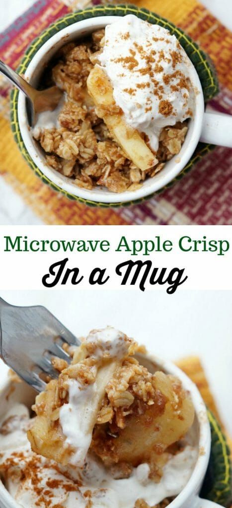 Apple Mug Recipes, Easy Flourless Desserts, Apple Crumble In A Mug, Microwave Dinner Ideas, Easy One Person Desserts, Quick Dessert Recipes For One, In A Cup Recipes, Mug Food Recipes, Cobbler In A Mug