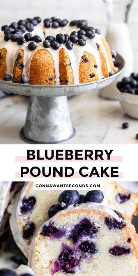 Unique Pound Cake Recipes, Blackberry Desserts, Blueberry Bundt Cake Recipes, Blueberry Cakes, Bunt Cake Recipe, Lemon Blueberry Pound Cake, Unique Sweets, Blueberry Bundt, Blueberry Desserts Recipes