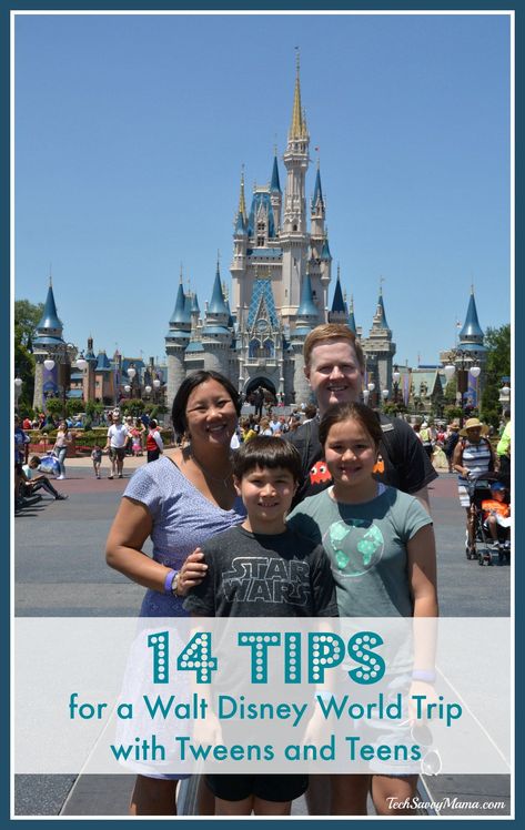 14 Tips for a Walt Disney World Trip with Tweens and Teens Disneyworld Tips, Disney Worlds, Universal Trip, Travel Tips And Tricks, Disney Countdown, Romantic Resorts, World Trip, Florida Trip, Disney Vacation Planning