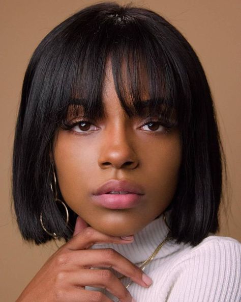 There are tricks and tips you can do to keep your bangs in check, no matter what. Sydney Graham, Weave Snatched, Chocolate Desert, Undercut Bob, Short Bobs With Bangs, Brazilian Straight Human Hair, Short Undercut, Virgin Hair Wigs, Short Human Hair Wigs