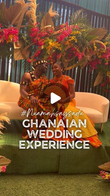 The Details Company Toronto on Instagram: "Akwaba!!😍 A Ghanaian Wedding Fairytale 😍❤️    Couple: @nuamahsaysadu @abiadu_ Wedding Planner & Creative Director @thebarbaraotabil   Day of coordinator: @mabsignature.events   Venue: @EmbassyGrand Décor: @designzbymay Videography: @monosifon Photographer: @jopstudios Live vloggers: @Live_weddings_with_kwaku/ @jemaphotography @jema_canada Photo Booth: @slv.photobooths // @360blissbooths DJ: @djshorty6 @djkingbizzy Drummers: dreamlandmusical MC: @shegelabobor Okyeame: @mcbigdouglas @wofaeugene Gift wrapping: @touchedbystephevents Stationary: @perissafrempong   Food: @tastynyamekye Small chop bar: @tastynyamekye  Outfits:   Brides dress: @modabertha Bridal fan: @hatboxco Brides kente: @goba_kente Grooms kente: @modabertha // goba_kente Bridesmaid Traditional Ghanaian Wedding Decor, Ghana Wedding Decor, Goba Kente, Ghanian Wedding, Fairytale Couple, Ghana Traditional Wedding, African Wedding Theme, Couples Chair, Bridal Fan