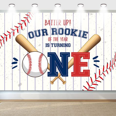 PRICES MAY VARY. 【Rookie of The Year 1st Baby Party Decor】1 piece baseball themed 1st backdrop. The backdrop has a perfect size is 71x47in / 180x120cm. Large enough to decorate your baby’s birthday party. 【Adorable 1st Birthday Party Decoration】This baseball 1st birthday backdrop is made of oxford fabrics with vibrant printing. It’s soft, breathable, durable, and lightweight. 【Eye-catching Baseball Themed Design】On the base of baseball, we chose the classical baseball-themed colors(red, blue, wh 1st Birthday Decoration, Baseball Party Decorations, 1st Birthday Backdrop, First Birthday Party Decor, Baseball Theme Birthday, Baseball First Birthday, Baseball Banner, 1st Birthday Party Decorations, Baseball Birthday Party