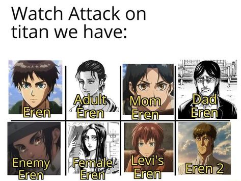 Female Eren, Gory Anime, Aot Meme, Watch Attack On Titan, Meme Joke, Aot Funny, Attack On Titan Comic, Anime Monsters, Attack On Titan Funny