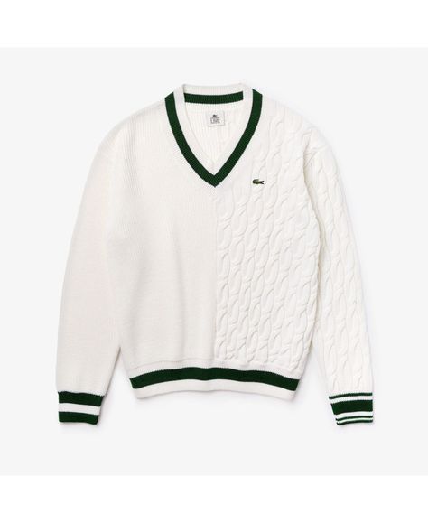 e6384711491713d29bc63fc5eeb5ba4fdesc40108425ri Ivy League Style, Straight Cut Jeans, Lacoste Men, Sweaters Online, Mode Inspo, White Sweaters, Cute Casual Outfits, Vneck Sweater, Sweater Outfits