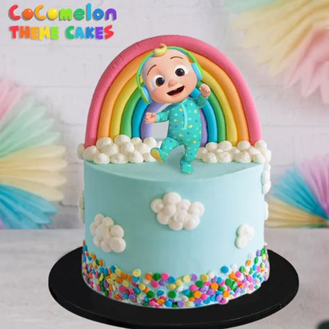 Small Cocomelon Cake, Buttercream Cocomelon Cake, Simple Cocomelon Cake Ideas, Cocomelon Rainbow Cake, Cocomelon Sheet Cake, Cocomelon Cake For Girl, Simple Cocomelon Cake, Cocomelon 3rd Birthday, Coco Melon Cake Ideas