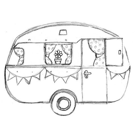 Dream Caravan Sketch | Initial pencil sketch of a new design… | Flickr Camper Drawing, Camper Quilt, Camper Art, Camping Vintage, مشروعات العلوم, Retro Caravan, Vintage Caravans, Retro Campers, Vintage Campers