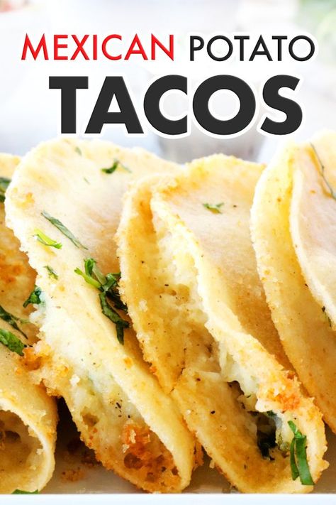 Fried Potato Tacos, Crispy Potato Tacos, Mexican Potatoes, Fried Tacos, Easy Dinner Options, Authentic Mexican Recipes, Fried Potato, Vegetarian Mexican, Potato Tacos