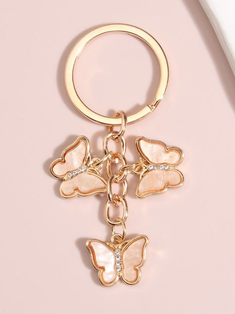 Baby Pink  Collar  Zinc Alloy   Embellished   Women Accessories Gantungan Kunci Aesthetic, Butterfly Purse, Butterfly Keychain, Galaxy Photos, Louis Vuitton Keychain, Branded Items, Pink Starbucks, Backpack Charm, Charm Keychain