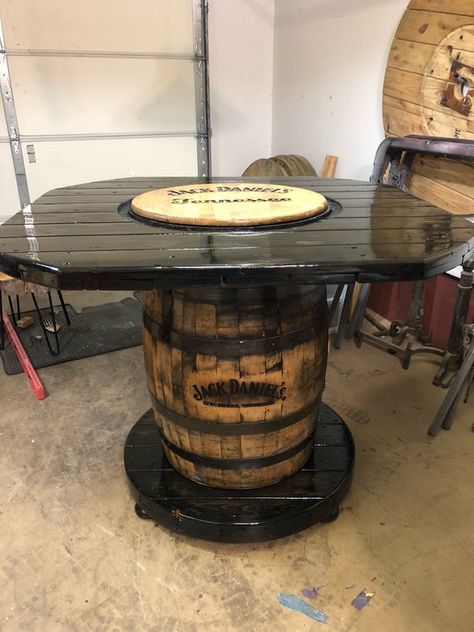 Custom Made to Order Whiskey Barrel Tables Silo Bar, Used Whiskey Barrels, Barrel Tables, Pub Height Table, Whiskey Barrel Sink, Whiskey Barrel Table, Wine Barrel Crafts, Barrel Sink, Wine Barrel Table