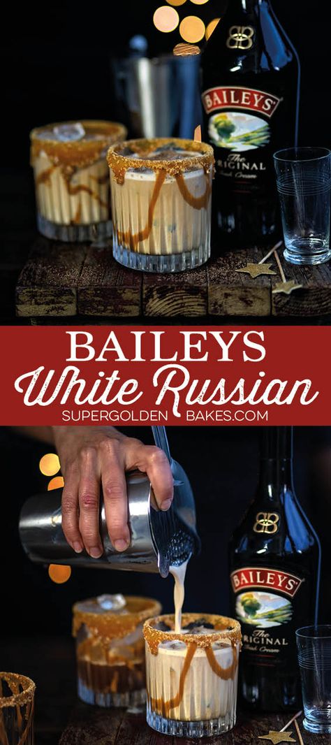 This ridiculously indulgent Baileys White Russian packs a real punch! The perfect drink for Christmas or St. Patrick’s Day #WhiteRussian #Baileys #StPatricksDay #cocktails #supergoldenbakes Baileys Recipes Drinks, Holiday Cocktails Christmas, Baileys Drinks, Baileys Cocktails, White Russian Recipes, Christmas Drinks Alcohol Recipes, Christmas Drinks Alcohol, Baileys Recipes, Hp Sauce