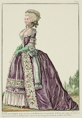 This is Versailles: Robe à l'Anglaise 1780s Fashion Plate, 18th Century Fashion Plates, Historical Collage, 1900 Dress, 1770s Fashion, 1780s Fashion, Historical Fashion 1700s, Garland Of Flowers, French Dresses