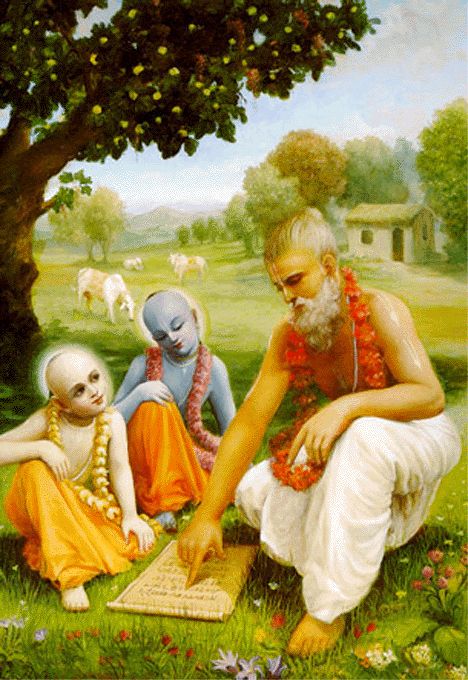 Krsna and Balarama with their teacher Sandipani Muni Krishna Sudama, Bhagvat Gita, Art Krishna, Krishna Lila, Sanskrit Quotes, Guru Purnima, Bal Krishna, Gita Quotes, Radha Krishna Wallpaper