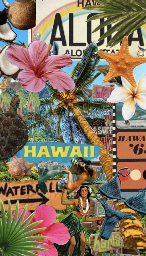 Hawaii Collage Aesthetic, Honolulu Hawaii Aesthetic Wallpaper, Hawaii Astethic Wallpaper, Hawaii Background Wallpapers, Hawaii Party Aesthetic, Hawaii Mood Board, Hawaii Iphone Wallpaper, Hawaii Wallpaper Iphone, Hawaiian Wallpaper Iphone