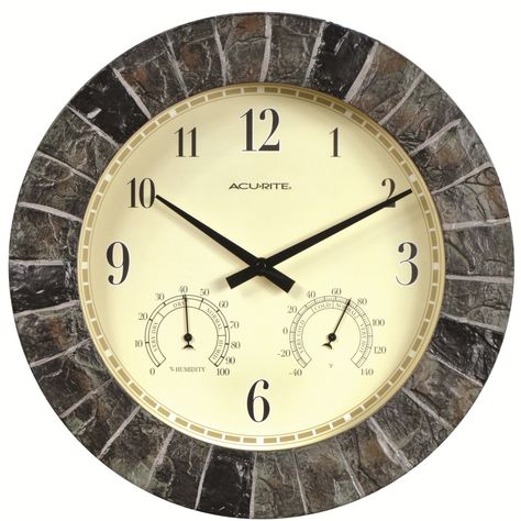 AcuRite Oversized 14" Outdoor Clock Combo Outdoor Wall Clocks, Slate Wall, Outdoor Clock, Outdoor Thermometer, Weather Instruments, Tabletop Clocks, Hygrometer, Clock Decor, Easy Wall