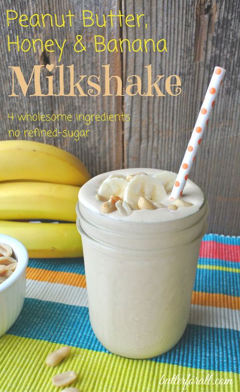 Kids Milkshake, Healthy Milkshake Recipes, Peanut Butter Milkshake, Healthy Milkshake, Healthy Refreshing Drinks, Honey Smoothie, Butter Brownies, Cream Trim, Butter Honey