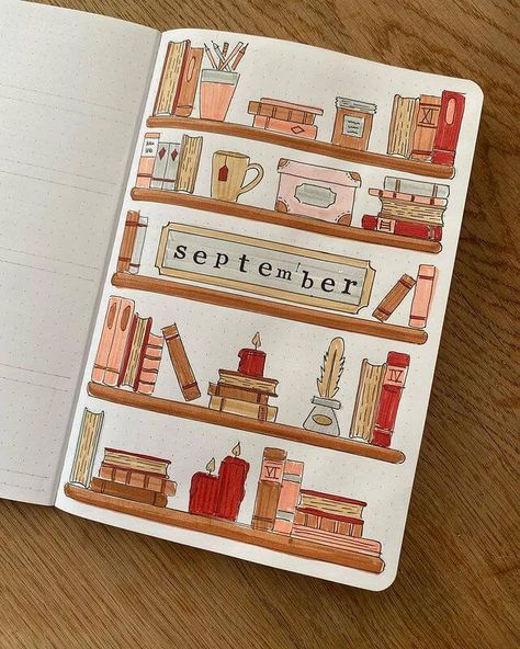 September Scrapbook Ideas, September Journal Cover, September Bujo Cover, September Sketch, September Bullet Journal Cover, September Bujo, Reading Journal Ideas, September Journal, Journal Cover Page Ideas