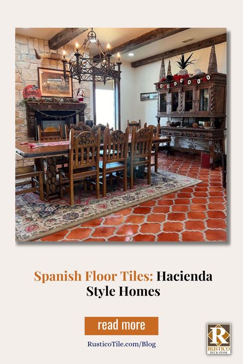 The San Felipe pattern in Spanish Mission Red Saltillo terracotta flooring is a stunning choice for adding rustic elegance to your home. This arabesque-shaped tile layout exudes a classic Spanish style that will transform any space into an inviting retreat. Ideal for rustic home interiors, the San Felipe pattern brings warmth and character to your floors. Not only is it perfect for indoor use, but its durability also makes it well-suited for outdoor spaces. #terracottatile Spanish Flooring, Spanish Floor Tiles, Spanish Floor Tile, Spanish Style Tile, Terracotta Flooring, Spanish Style Decor, Spanish Kitchen, Spanish Mission, Hacienda Style Homes