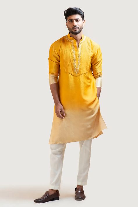 Haldi Ceremony Outfit For Men, Yellow Haldi Outfit, Mens Traditional Wear, Haldi Ceremony Outfit, Haldi Dress, Haldi Outfits, Yellow Kurta, Gents Kurta Design, Haldi Outfit